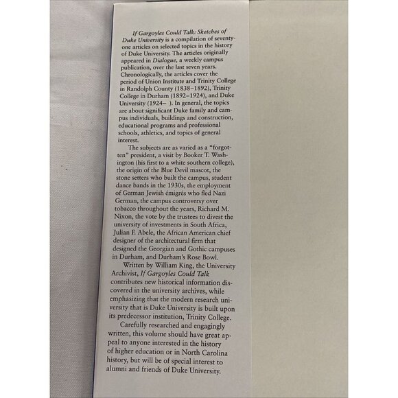 IF GARGOYLES COULD TALK: SKETCHES OF DUKE UNIVERSITY By William E. King - Picture 5 of 12